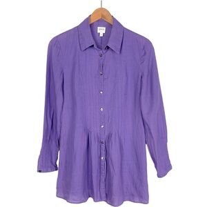 Armani Collezioni Purple Pintuck
Button Front Tunic Blouse Cottagecore Coastal